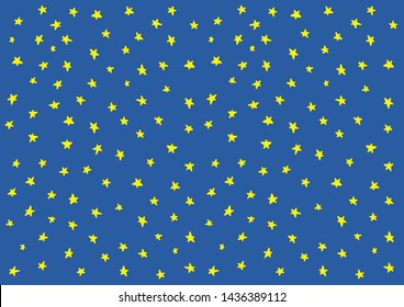 Doodle stars art. Vector stars isolated background. Pattern for children, babies, toddlers. Night sky with hand drawn stars. Backdrop for baby shower decoration. Wallpaper vintage design. Retro style.