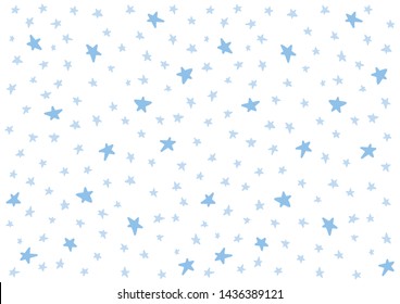 Doodle stars art. Vector stars isolated background. Pattern for children, babies, toddlers. Night sky with hand drawn stars. Backdrop for baby shower decoration. Wallpaper vintage design. Retro style.