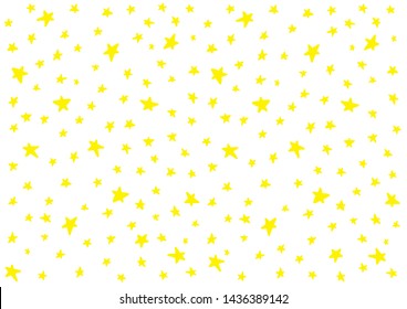 Doodle stars art. Vector stars isolated background. Pattern for children, babies, toddlers. Night sky with hand drawn stars. Backdrop for baby shower decoration. Wallpaper vintage design. Retro style.