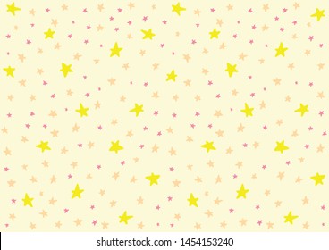 Doodle stars art. Vector stars isolated background. Pattern for children, babies, toddlers. Night sky hand drawn. Backdrop for baby shower decoration. Wallpaper vintage design, Retro style confetti.
