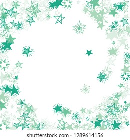 Doodle Stars Frame. Hand Drawn New Year Background for Card, Poster, Banner. Bright Starry Pattern with Simple Freehand Elements. Funny Vector Background for Party Decoration.