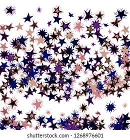 Doodle Stars. Hand Drawn Christmas Background for Placard, Cover, Banner. Bright Starry Pattern with Simple Childish Elements. Cute Vector Background for Party Decoration.