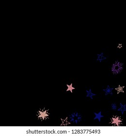 Doodle Stars. Hand Drawn Christmas Background for Card, Poster, Banner. Bright Starry Pattern with Simple Childish Elements. Modern Vector Background for Party Decoration.