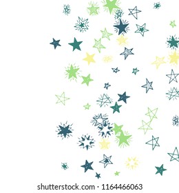 Doodle Stars. Hand Drawn Festive Background for Print, Card, Poster. Bright Starry Pattern with Simple Childish Elements. Cute Vector Background for Party Decoration.