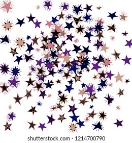 Doodle Stars. Hand Drawn Festive Background for Placard, Cover, Brochure. Bright Starry Pattern with Simple Childish Elements. Pretty Vector Background for Party Decoration.