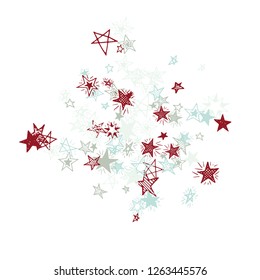 Doodle Stars. Hand Drawn Festive Background for Print, Card, Poster. Bright Starry Pattern with Simple Freehand Elements. Cute Vector Background for Party Decoration.