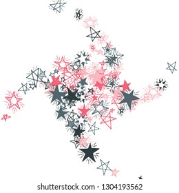 Doodle Stars. Hand Drawn Festive Background for Card, Poster, Banner. Bright Starry Pattern with Simple Freehand Elements. Modern Vector Background for Party Decoration.