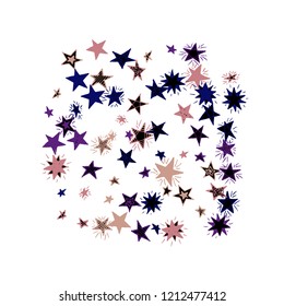 Doodle Stars. Hand Drawn Holiday Background for Placard, Cover, Brochure. Bright Starry Pattern with Simple Childish Elements. Funny Vector Background for Party Decoration.