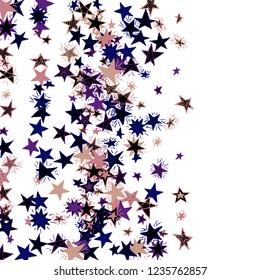 Doodle Stars. Hand Drawn Holiday Background for Placard, Cover, Brochure. Bright Starry Pattern with Simple Childish Elements. Cute Vector Background for Party Decoration.