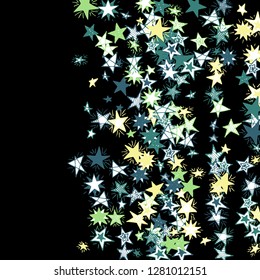 Doodle Stars. Hand Drawn Holiday Background for Print, Card, Brochure. Bright Starry Pattern with Simple Childish Elements. Trendy Vector Background for Party Decoration.