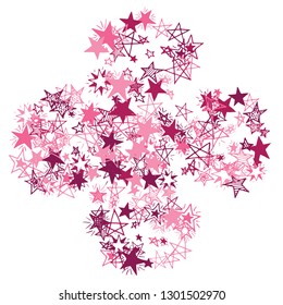 Doodle Stars. Hand Drawn Holiday Background for Print, Cover, Brochure. Bright Starry Pattern with Simple Freehand Elements. Cute Vector Background for Party Decoration.