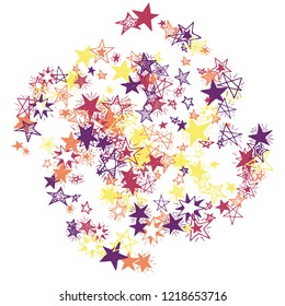 Doodle Stars. Hand Drawn New Year Background for Print, Card, Poster. Bright Starry Pattern with Simple Freehand Elements. Funny Vector Background for Party Decoration.