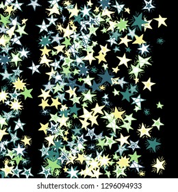 Doodle Stars. Hand Drawn New Year Background for Placard, Cover, Banner. Bright Starry Pattern with Simple Childish Elements. Cute Vector Background for Party Decoration.