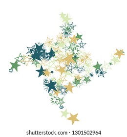 Doodle Stars. Hand Drawn New Year Background for Placard, Poster, Banner. Bright Starry Pattern with Simple Freehand Elements. Cute Vector Background for Party Decoration.
