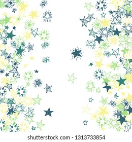 Doodle Stars. Hand Drawn New Year Background for Print, Card, Poster. Bright Starry Pattern with Simple Childish Elements. Modern Vector Background for Party Decoration.