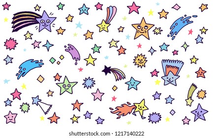 Doodle Stars Hand Drawn Vector Illustration on White