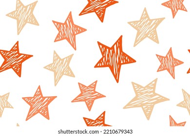 Doodle stars magic vector seamless pattern. Festive background. Birthday decoration. Wallpaper print with simple scribble stars. Funny starry ornament.