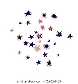 Doodle Stars on White Background. Light Pattern in Primitive Style. Cute Motif for Print or Decoration. Galaxy of Scribbled Stars on Night Sky.