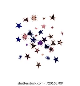 Doodle Stars on White Background. Light Pattern in Primitive Style. Cute Motif for Print or Decoration. Galaxy of Scribbled Stars on Night Sky.