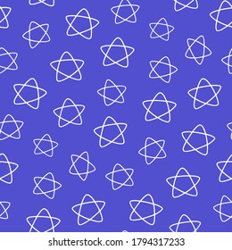 Doodle stars pattern. Hand drawn white stars isolated on a blue background. Illustration of the night sky or space.