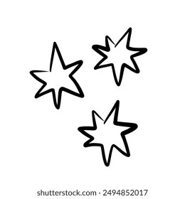 Doodle estrellas conjunto. Elementos dibujados a mano. Ilustración vectorial aislada sobre fondo blanco.