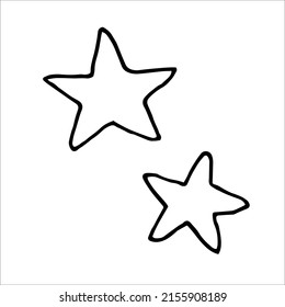 Doodle of Stars, vector dos estrellas, contorno negro. Estrellas dibujadas a mano