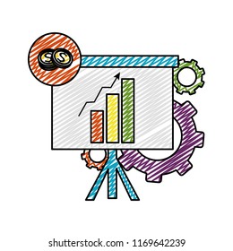 doodle statistics bar growing presentation with gears