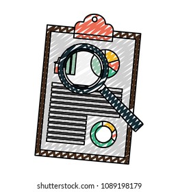 doodle statistics diagram document with magnifying glass