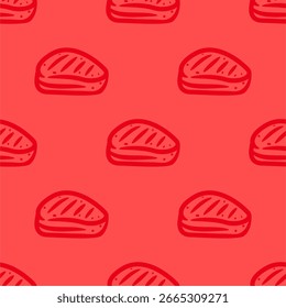 doodle steak pattern background. doodle meat pattern background. Beef Meat Seamless Pattern background.