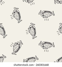 doodle steak seamless pattern background