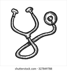 Doodle Stethoscope, Vector Illustration