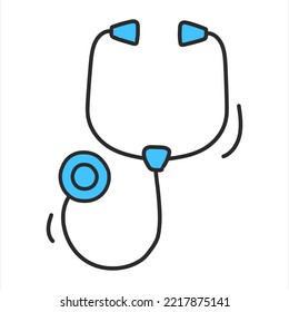 Vector de estetoscopio doodle aislado. Ilustración de un equipo médico, diagnóstico de latido cardíaco. Concepto de salud y medicina.