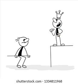 Doodle stick figure: Business concept. Team metaphor. Two people talking. Vector.