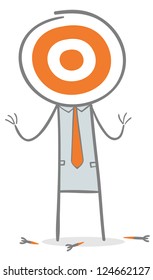 Doodle stick figure: Business target concept