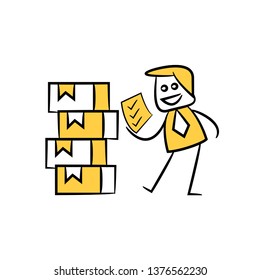 doodle stick figure businessman checking boxes