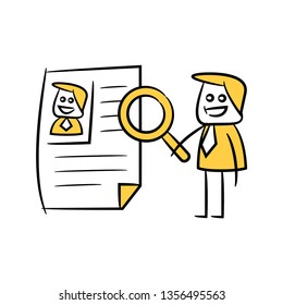 doodle stick figure businessman search CV job application