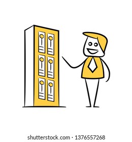 doodle stick figure businessman and server