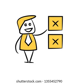 doodle stick figure businessman and wrong list