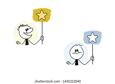 Doodle stick figure: Cartoon people holding hands symbols. Hand drawn vector illustration for business and school design.