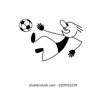 Doodle stick figure: Goalkeeper in action. - Vector goalkeeper. - Vector