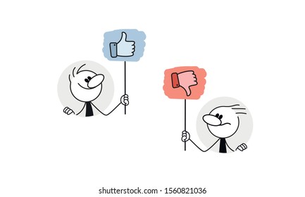 Doodle stick figure: People holding hands symbols. Hand drawn cartoon vector illustration for business design.