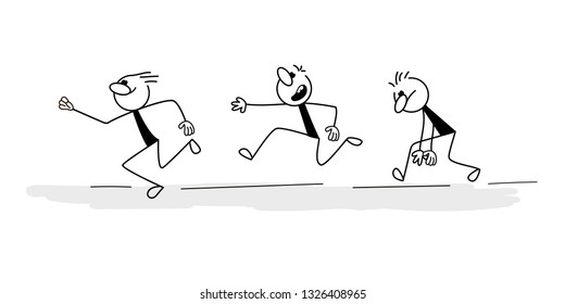 Doodle stick figure: Running men- Vector