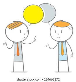 Doodle stick figure: Two businessmen in conversation