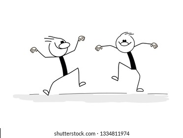 Figura de la barra de doodle: Hombres vectores bailando. 