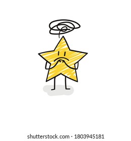 Doodle stick figures: funny star with tangle.