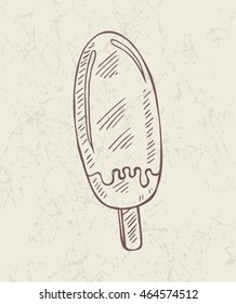 Doodle stick ice cream . Hand drawing vector illustration.