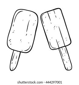 Doodle stick ice cream on white background