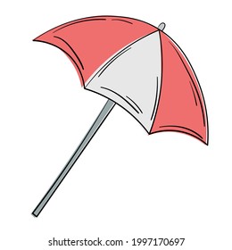 Doodle Sticker with Beach Summer Umbrella