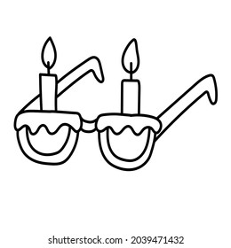 Doodle sticker with birthday glasses in the form of a cake