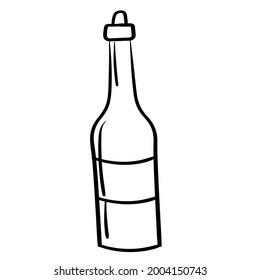 Doodle sticker bottle with alcoholic drink